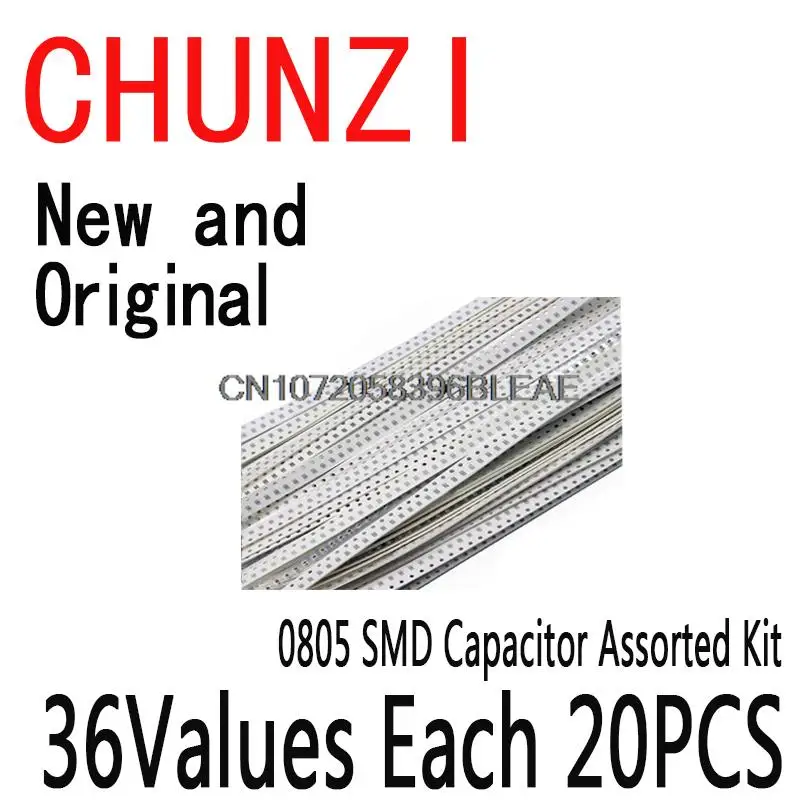 36Values*20PCS=720PCS SMD Capacitor Assorted Kit Component Diy Samples Kit 0805 1pF~10uf