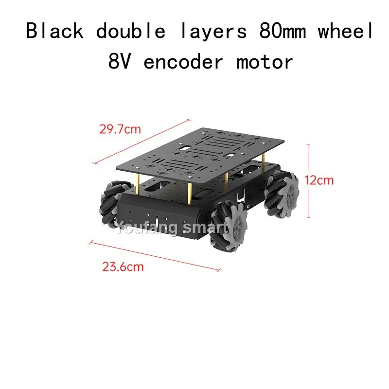 10KG Load 4WD Omnidirectional Mecanum 80/97mm Wheel RC Tank 37 Encoder Motor Metal Multi Layers Chassis for Robotic Car DIY Kit