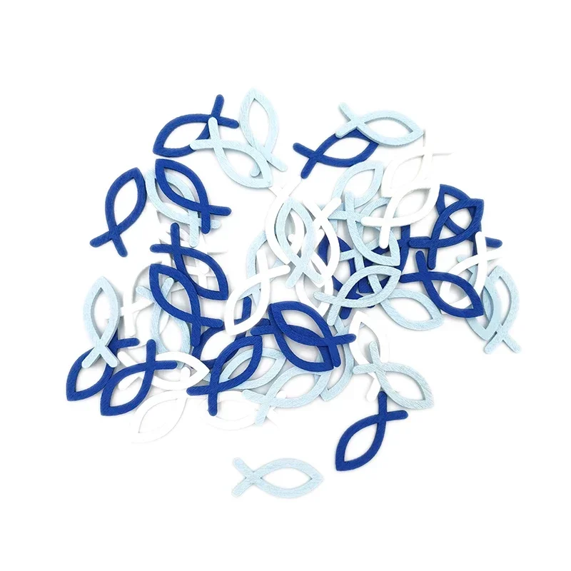 50pcs Blue White Mini Fish Scrapbooking Anchor and Helm Wooden Pendants for Kindergarten Teaching Tool