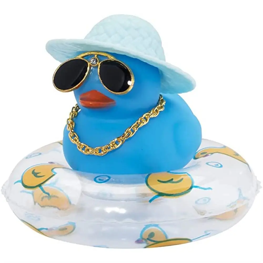 

with Hat Duck Car Decor Squeak Ducks Swim Ring Glasses Duck Dashboard Bicycle Bell Gold Chain Rubber Yellow Duck Motorcycle