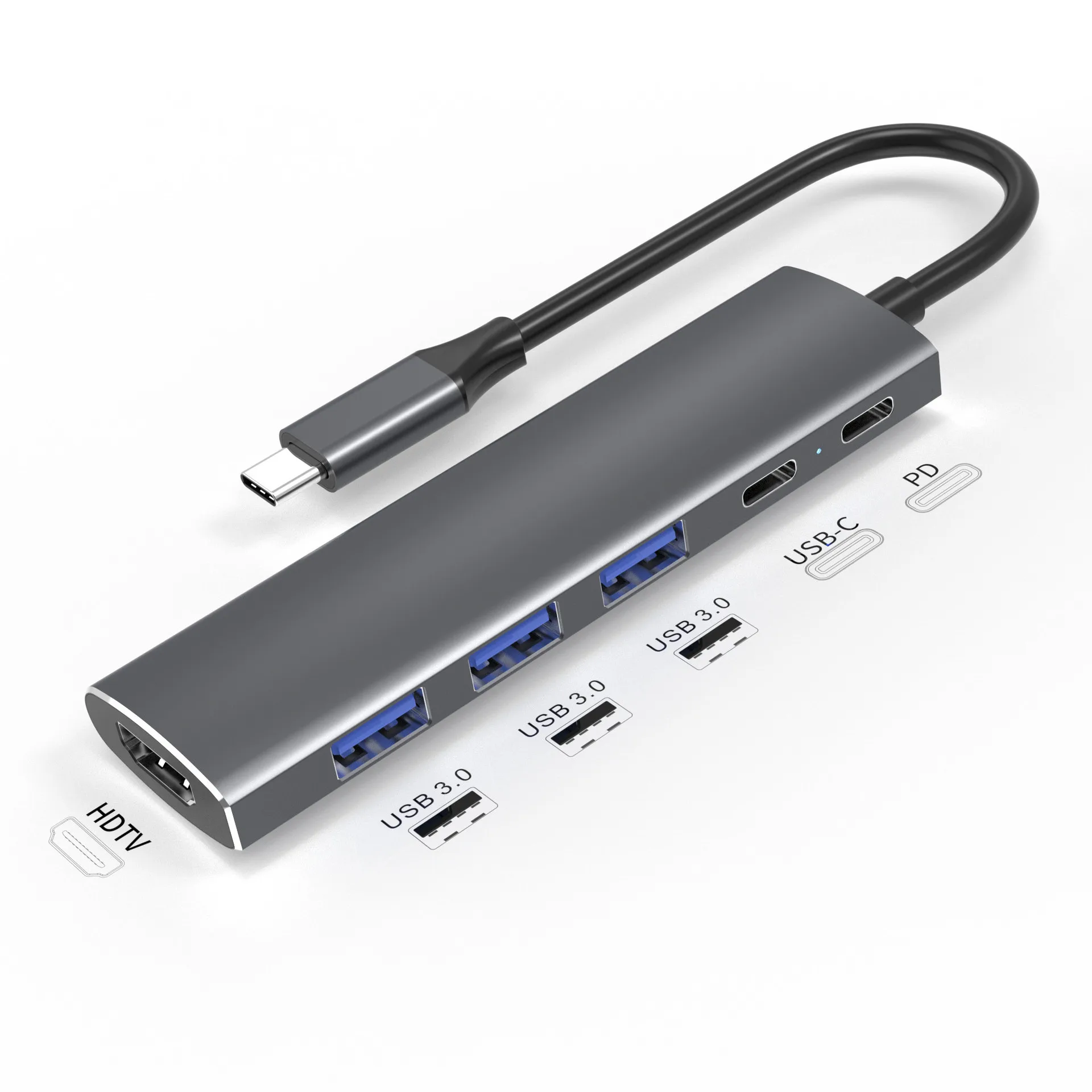 

6 in 1 USB C to USB 3.0 HDTV-Compatible Dock for MacBook Pro For Nintendo Switch USB-C Type C 3.0 Splitter