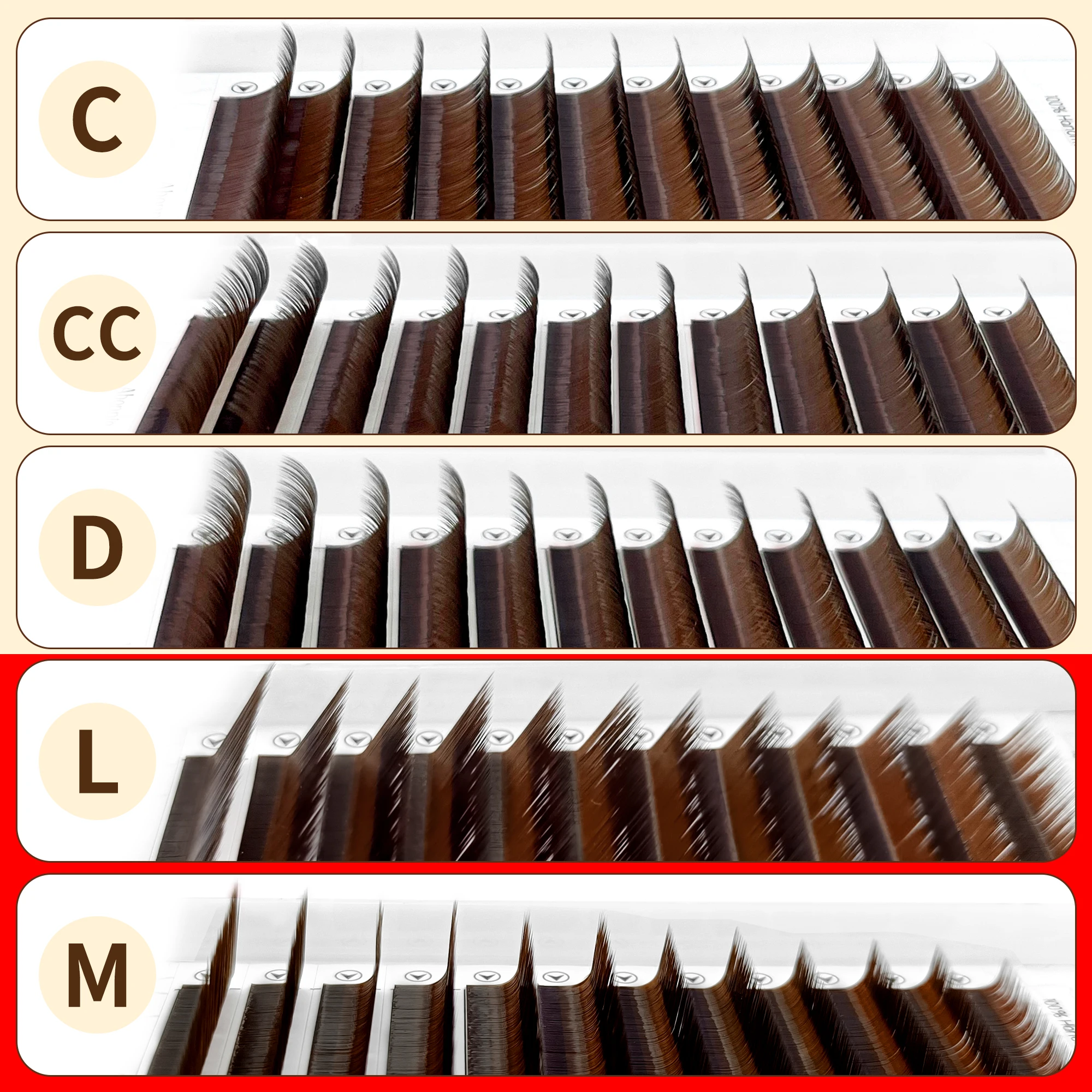 Abonnie Brown Colored M Curl Eyelashes Fox Eyes Lashes Extensions Cilios M curl