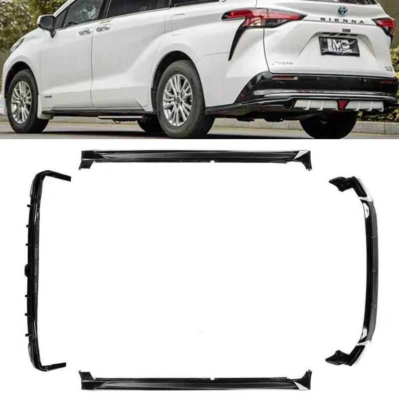 ABS Black Knight Body Kit For Toyota SIENNA 2021 2022 2023 2024 Front Bumper Lip Rear Trunk Diffuser Side Skirt