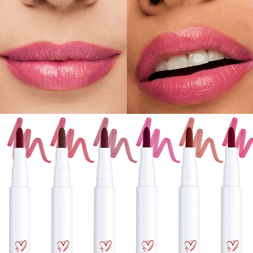 Lápiz labial de larga duración, resistente al agua, mate, rosa, rojo, contorno, maquillaje hidratante, taza antiadherente, lápiz labial