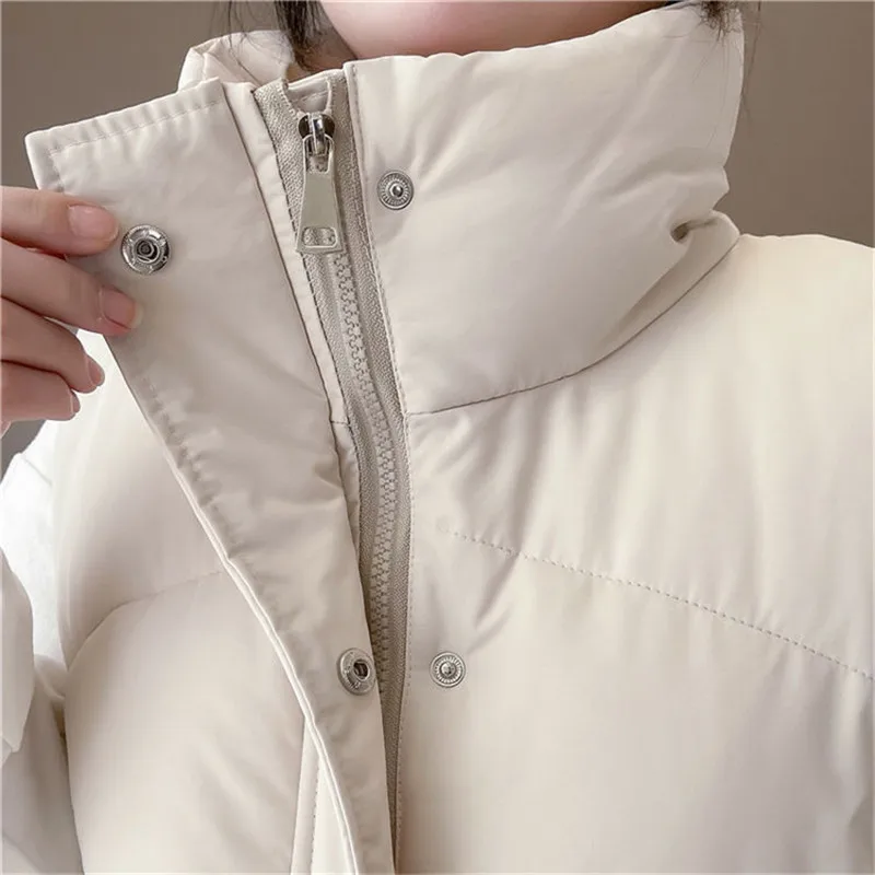 2023 New Women\'s Vest Jacket Down Cotton Vest Autumn Winter Jacket Thicken Loose Long Coat Female Sleeveless Waistcoat Snow Wear