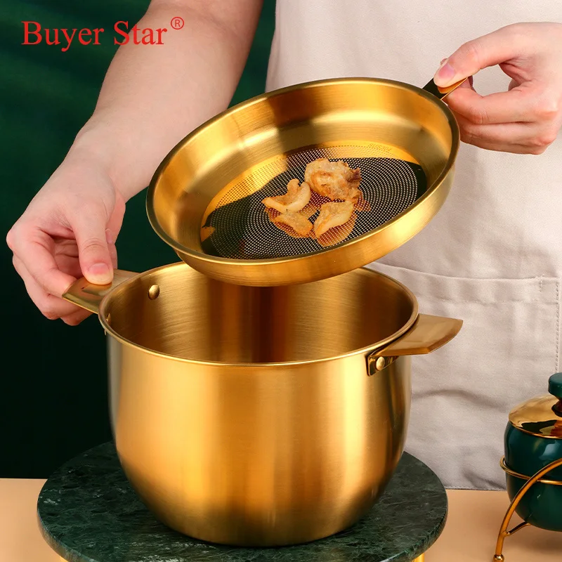 Buyer Star Stainless Steel 2.8L Oil Strainer Pot Container Gold Soup Storage Can With Filter Cooking  Kitchen Household Tools