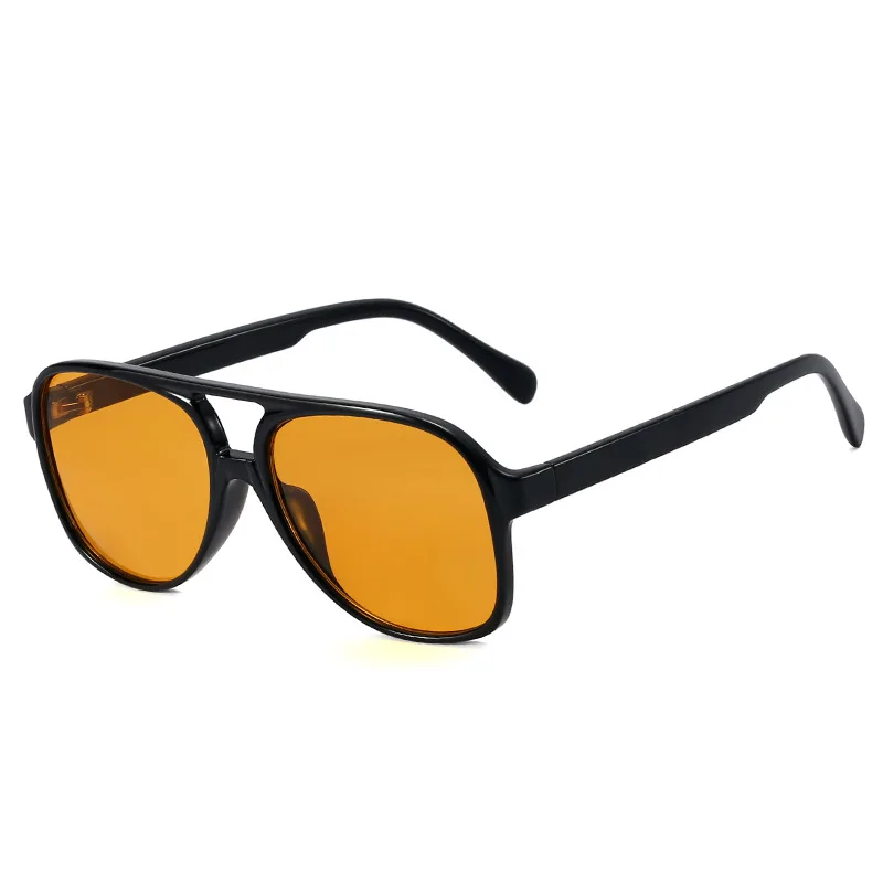 SORVINO Vintage Oversized Pilot Sunglasses Women Brand Design Black Yellow Goggle Gradient Retro Double Bridge Sun Glasses UV400