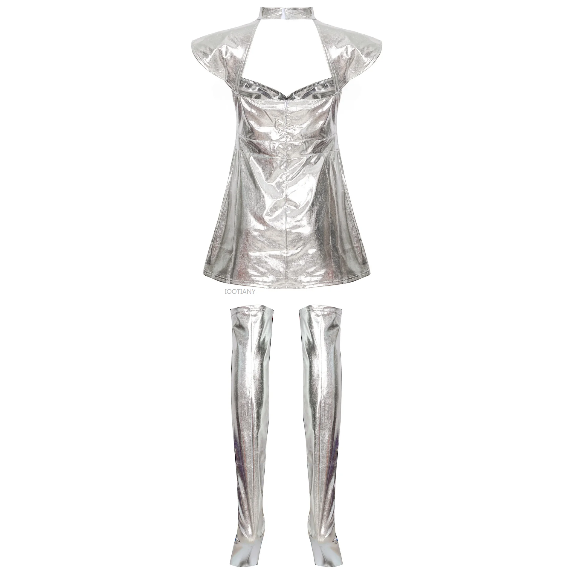 Costume de Cosplay de l'Espace d'Halloween pour Fille Uniforme Argenté de 18/homme, Kokor Féminin, Tenue de Scène de Performance, 2024