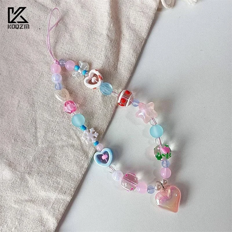 

Милая Звезда Сердце Бисер Ремешок Для Телефона Брелок Подвеска Телефон Цепочка Наручная Веревка Сумка Украшение Девушка Телефон Очарование Подарок