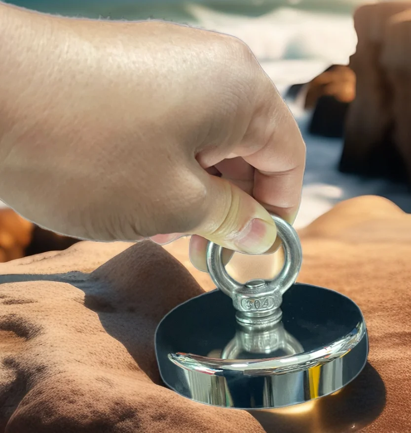 D48 D60 D75 D90 مغناطيس صيد النيوديميوم فائق القوة، مغناطيس أرضي نادر مع مسمار ذو فتحة غاطسة للانتجاع في النهر #4