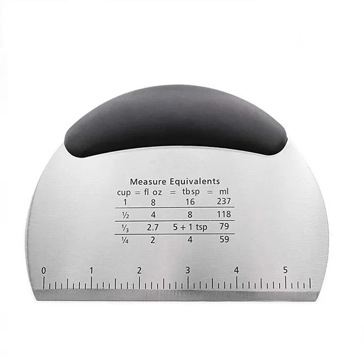 Baking Tool Stainless Steel Cutting Knife Semi-circle Non-slip Scraping Panel with Scale Dough Cake Butter Scraper Pizza Cutter
