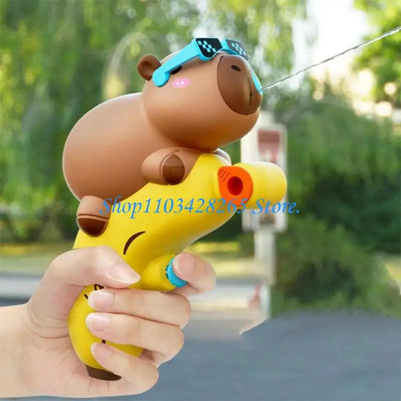 Long Cartoon Capibara Water Guns Toy for Kids Outdoor Play Ergonomic Grip Design Safe ABS Water Squirter for Child G2TE