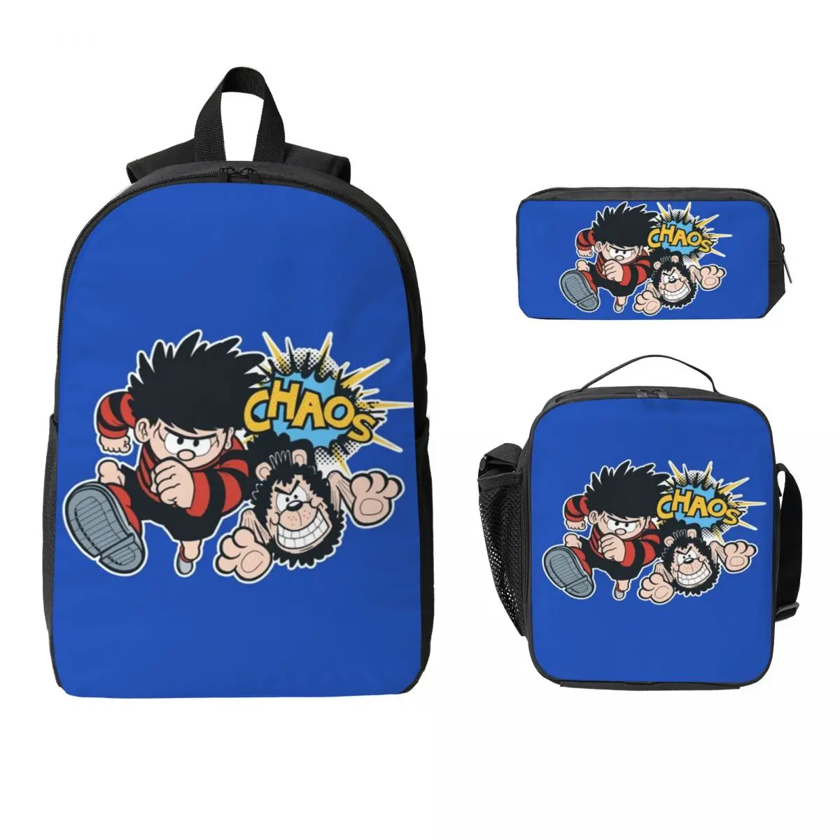 Рюкзак Dennis And Gnasher, студенческая сумка для книг для мальчиков и девочек, школьная сумка, сумки на плечо для ноутбука, изолированная сумка для обеда 3 шт., пенал