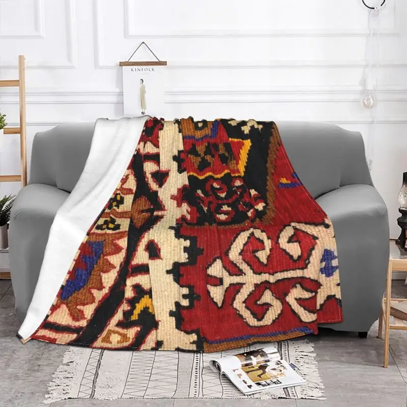 Boho Turkish Kilim Navaho Weave Woven Blanket Flannel Fleece Warm Persian Tribal Ethnic Art Throw Blankets for Sofa Quilt