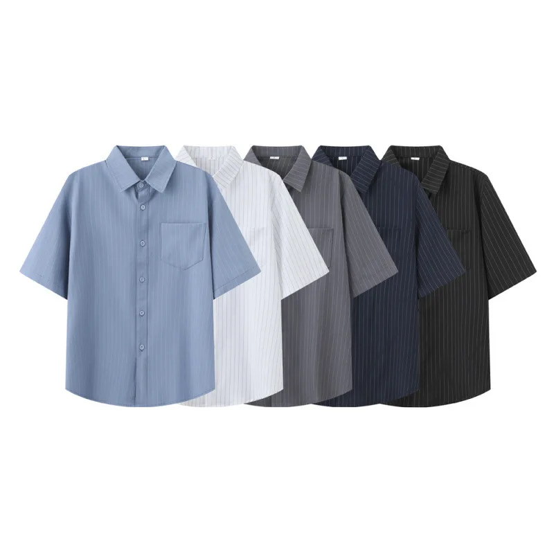 Short Sleeve Shirt Men's 2026 Summer New Business Casual Striped Shirt Half Sleeve
