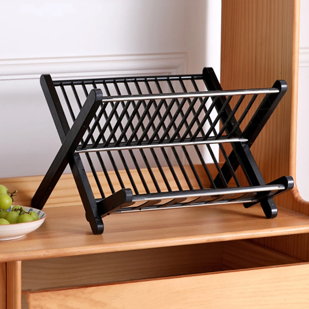 

Dish Drying Kitchen Storage White Foldable Large Drying Dish Rack Capacity Drainage Design Tableware Organizer