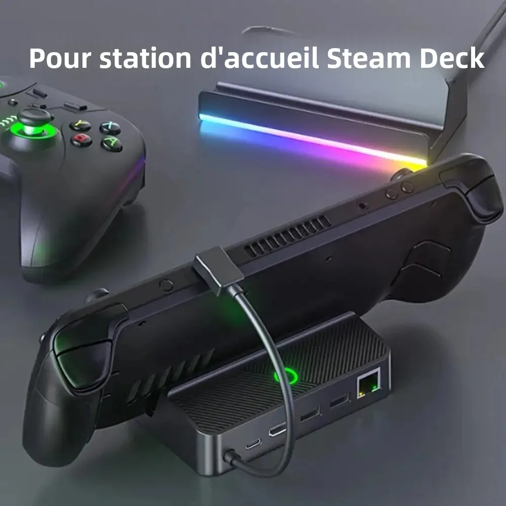 Support de convertisseur vidéo Compatible HDMI 4K, pour Steam Deck TV, adaptateur vidéo, station de chargement pour Console Steam Deck