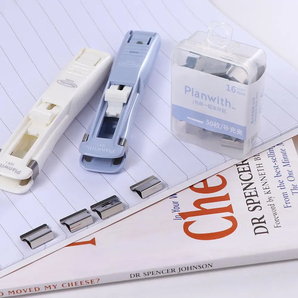 Stationery Paper Machine Tape Dispenser Metal Paper Clips Iron Clip Staples Push Clip Binder Push Clamp Stapler Push Clip