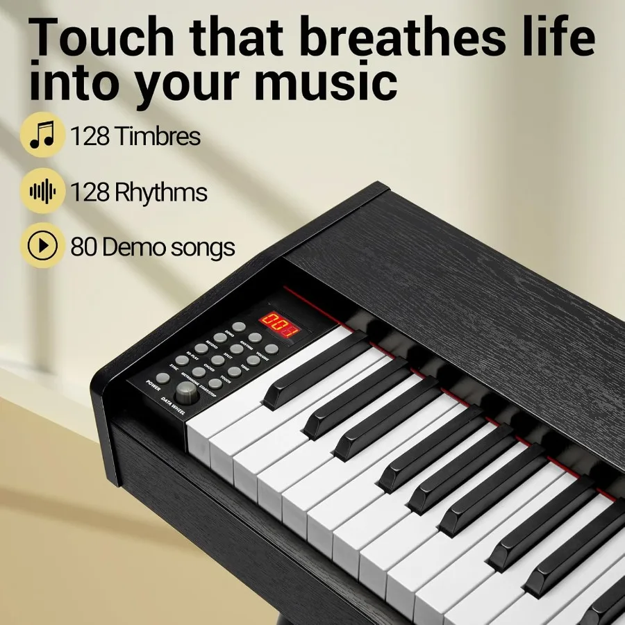 MOSEN 88 مفاتيح بيانو رقمي مرجح مع حامل أثاث وحدة 3 دواسات لوحة مفاتيح أكشن مطرقة للاستوديو المنزلي والأداء Fu