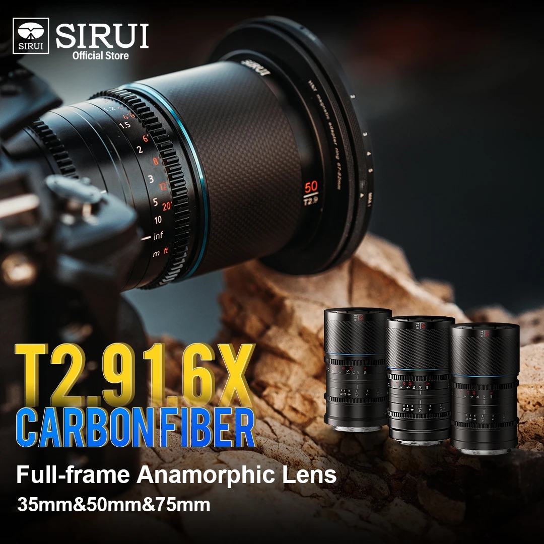 

Анаморфный объектив SIRUI Saturn T2.9 1.6X Full-frame 35mm 50mm 75mm из углеродного волокна для камер SONY E, DL/RF/X/Z/L