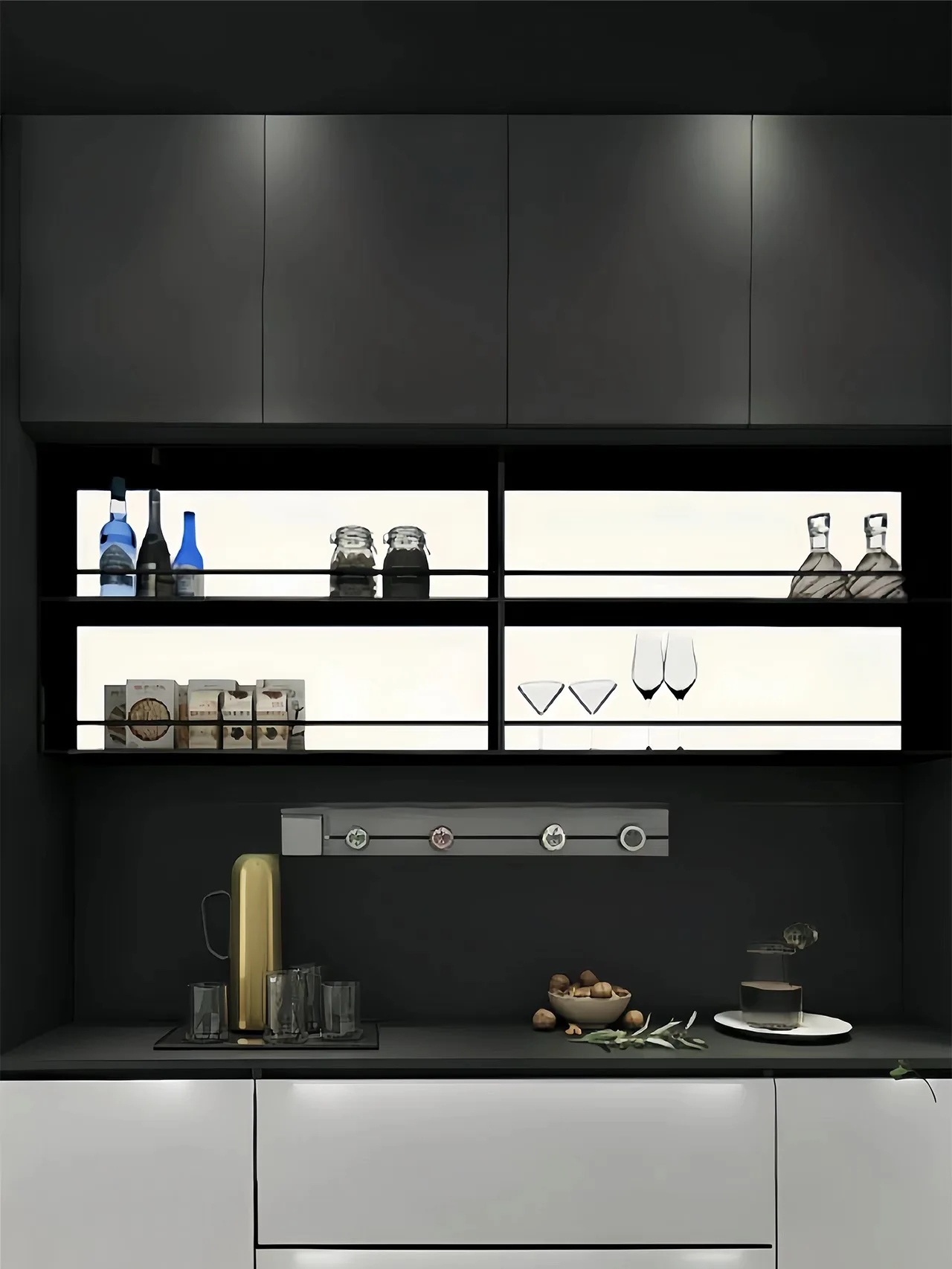 Armário de armazenamento de rack de vinho LED Rack de tempero de cozinha multifuncional e armário lateral para exibição de vinho