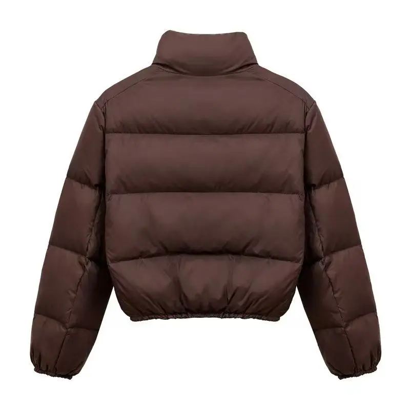 Solid Color Short Women's Top for Autumn and Winter Fashionable Thick Warm Zipper Casual Cotton Jacket