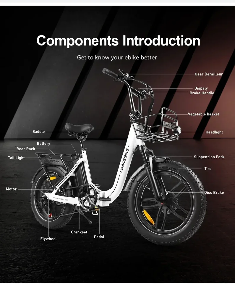 Electric bike Foldable C05 PRO 500W motor 36V13AH battery leisure e-bike city commuting travel 20-inch fat tire electric bicycle image 10