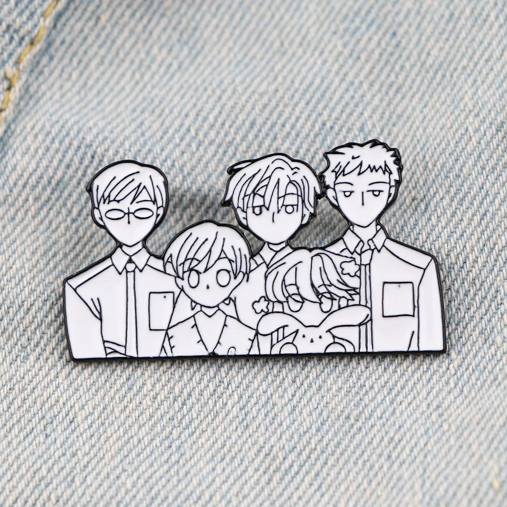 

Anime Ouran High School Host Fujioka Haruhi Suou Tamaki Kyoya Ootori Cosplay Props Metal Badge Pin Alloy Brooch Accessories