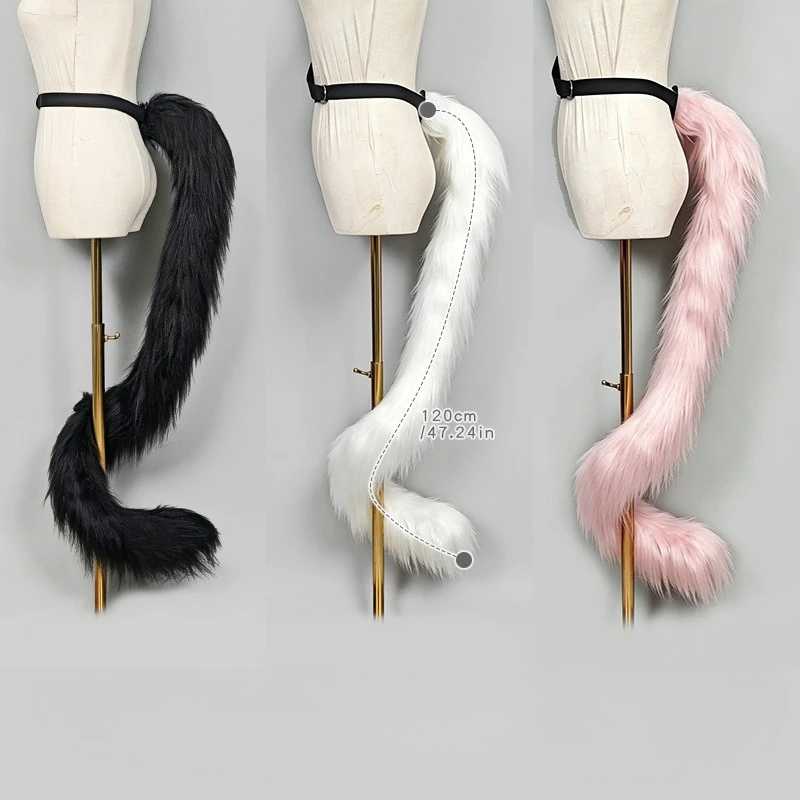 2026 Artificial Fur Animal Tail Fur Fox Cat Dog Wolf Tail Halloween Role-playing Party Costume Accessories Adjustable cosplay