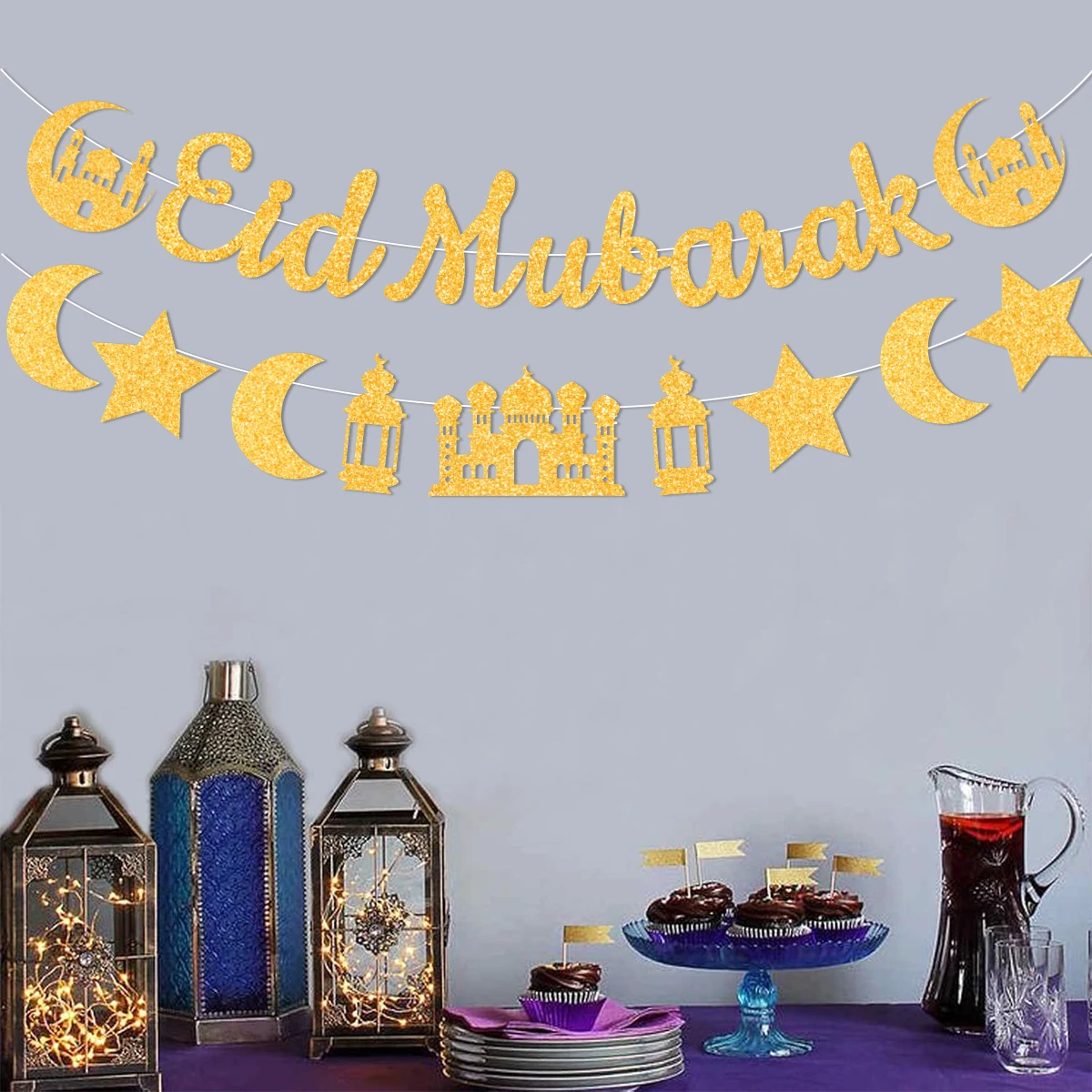 Eid Mubarak Decor Banner Ramadan Mubarak Banner Kareem Ramadan Decoration 2025 for Home Islamic Muslim Party Decor Eid Al Adha