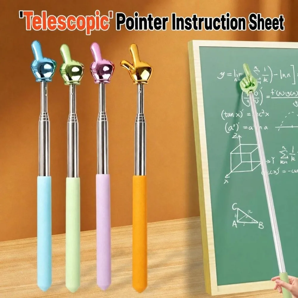 Non-Slip Handle Retractable Reading Stick Finger Design Extendable Teaching Stick Teaching Pointer Teacher Classroom Tool