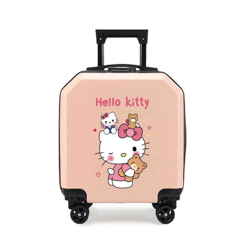 

Новый чемодан Kuromi Hello Kittys Sanrios, 18 дюймов, детская мультяшная тележка, большая емкость, кавайная аниме-фигурка, подарочная коробка