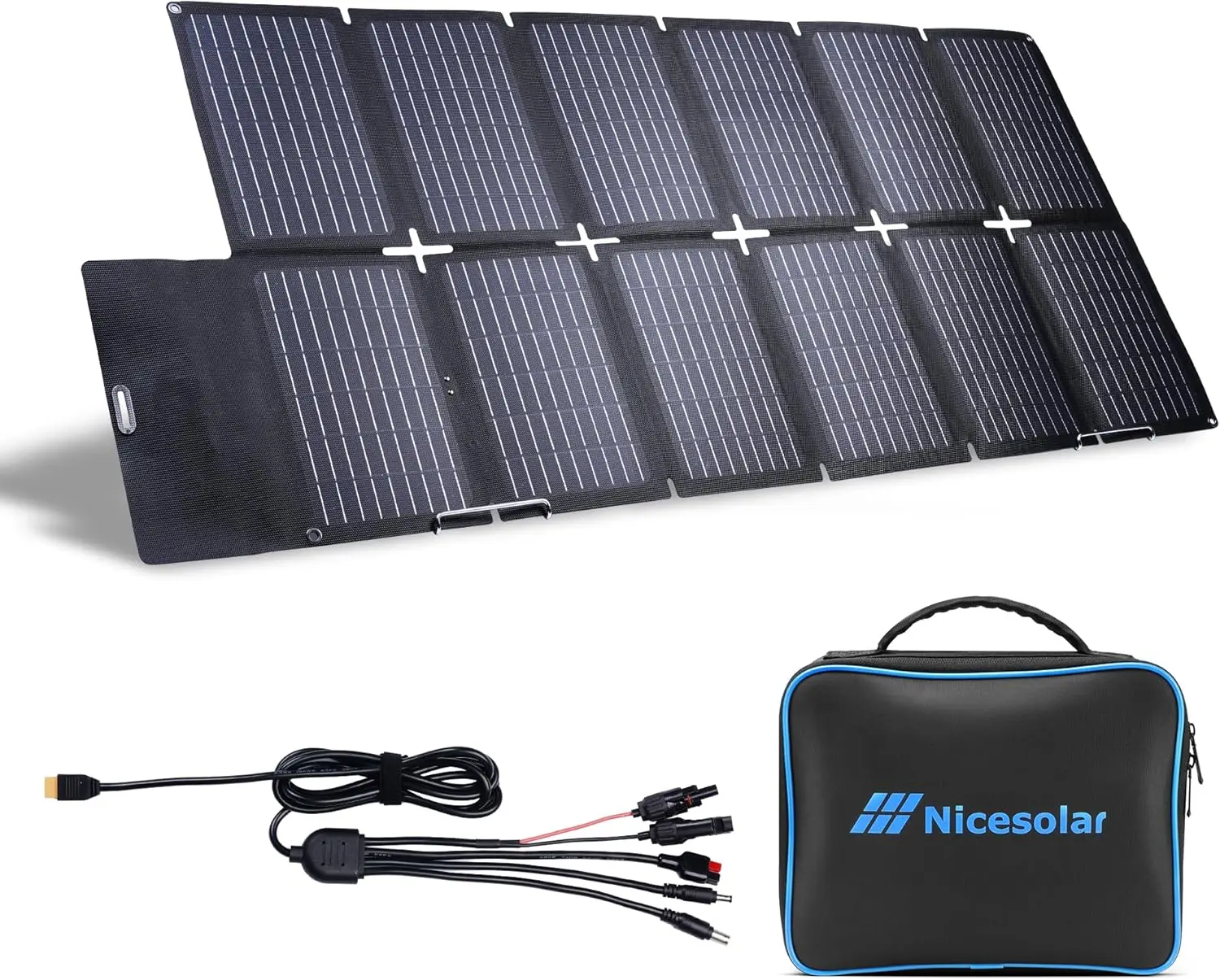 Nicesolar Foldable Solar Panel 100W For Portable Power Station Laptop, Portable Solar Charger With Dual Usb Pd 65W Ip67