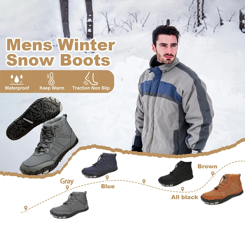 

Waterproof Fur-lined Snow Boots for Men and Women, Warm Ankle Boots, Slip-on Outdoor Shoes, Comfortable Walking Shoes, Winter