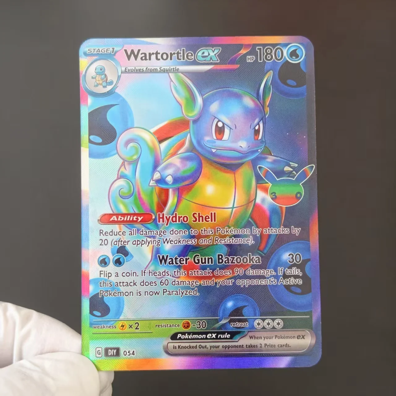 DIY Pokmon EX English 30th Anniversary Style Squirtle EX Wartortle Blastoise Charizard Venusaur Holo TCG DIY Self Made Card