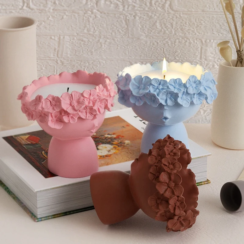 Girl Concrete Vase Silicone Mold Diy Candle Jar Mold Flower Pot Plaster Epoxy Resin Molds Home Decor
