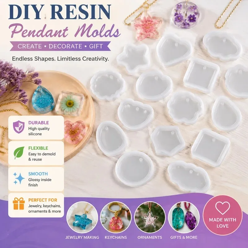 High Quality Durable Non-Stick Silicone Resin Mold for Crystal Epoxy Pendant, Single Drop Shaped Jewelry Casting Craft Tool