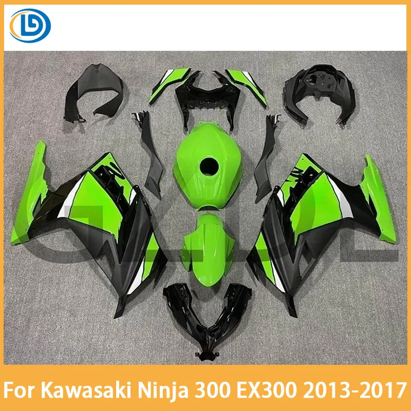 

Для Kawasaki Ninja 300 EX300 NINJA300 2013-2017 полный комплект обтекателей автомобиля, Ninja300 EX300 2013-2017 черный и зеленый обтекатель