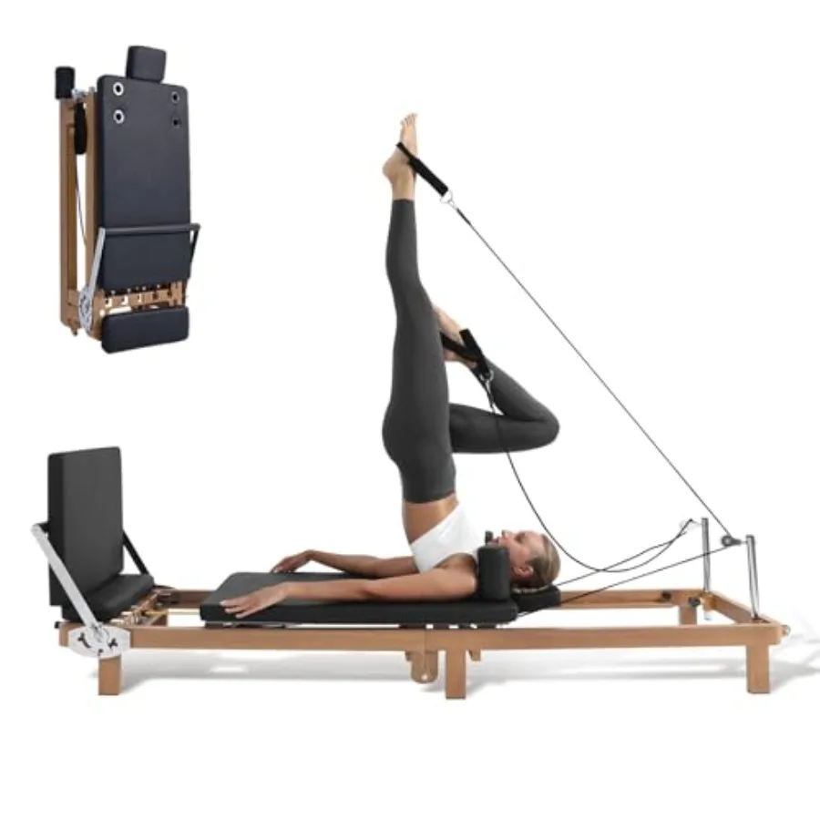 Pilates plegable reformador Pilates caja cuadrada Set90 gimnasio en casa preensamblado para mujeres hombres entrenamiento paquete sistema de doble resistencia