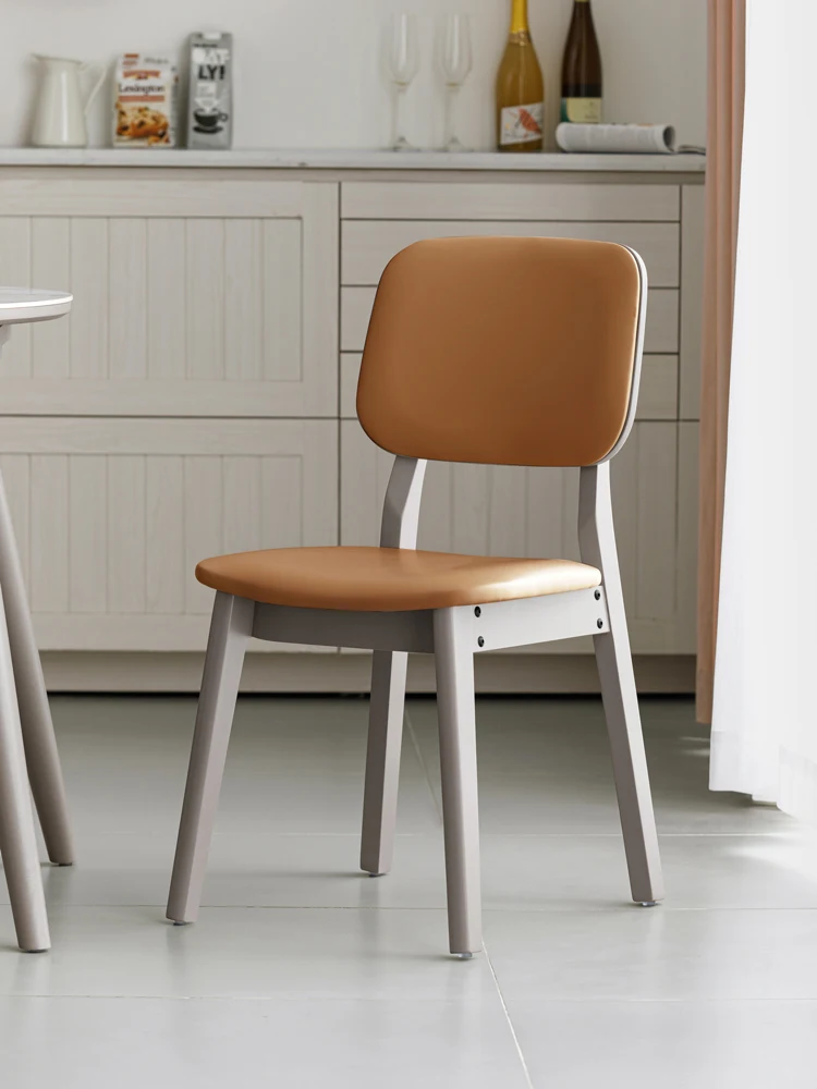 

Lin's Home Furnishing Simple Solid Wood Foot Dining Chair Home Living Room Leisure Small Unit Soft Backrest Chair Furniture LS34