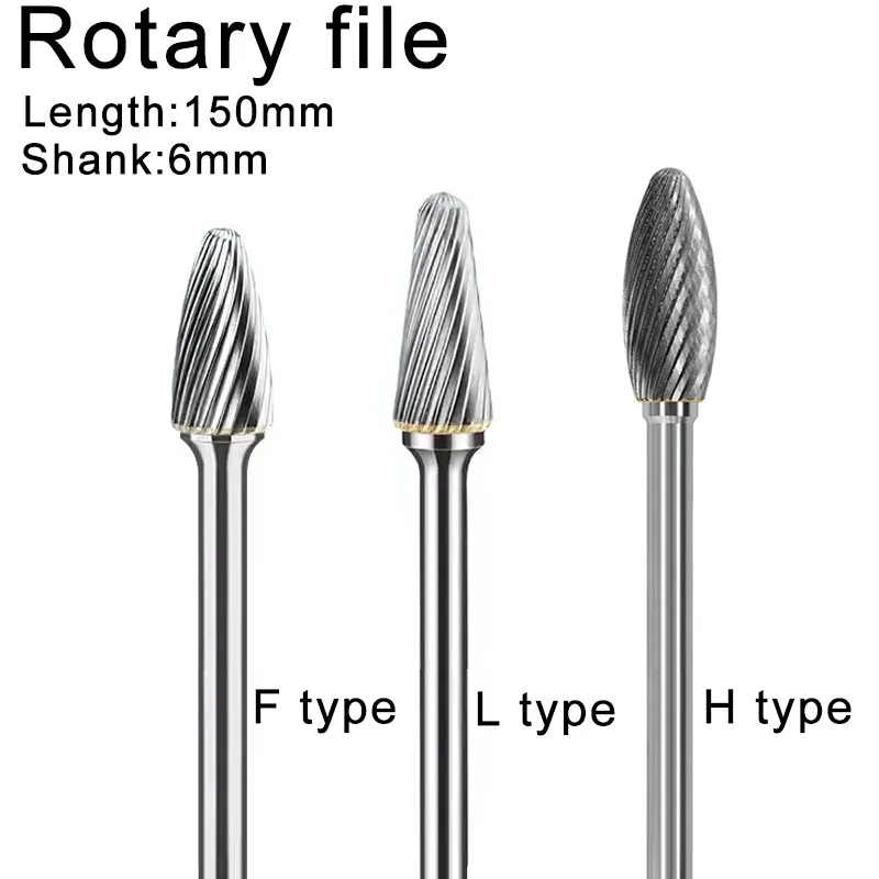 1Pcs 150mm Length Tungsten Carbide Rotary File Woodworking Plastic Metal Iron Aluminum Stainless Steel Milling Cutter