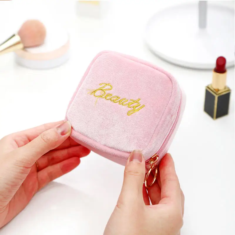 بسيطة صغيرة مخزن للمكياج حقيبة السيدات المحمولة أحمر الشفاه مفتاح عملة كابل نقل بيانات المنظم الحقيبة فتاة المناديل الصحية حمل حقيبة #4
