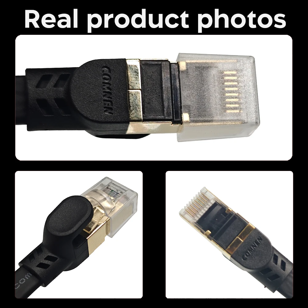 كومن CAT8 0.15-30M كابلات إيثرنت مسطحة 40Gbps 2000MHz Rj45 Lan 10m 15m 20m 30m 50 قدم 100 قدم لجهاز التوجيه مودم PS 5/4