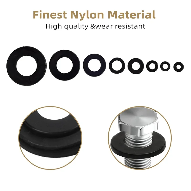 Nylon Flat Washers for Screws Bolts, Black/White Plastic Washers, Premium Fender Washers Assortment Set