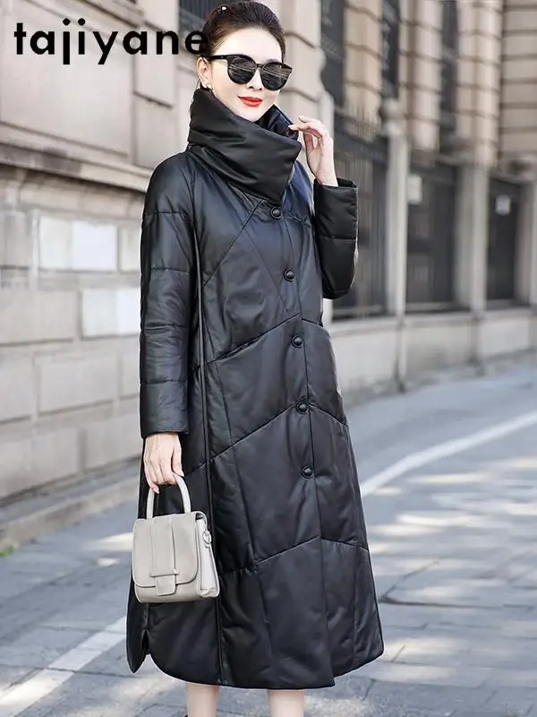 TAJIYANE 100% جلد الغنم الحقيقي بطة أسفل معطف المرأة طويلة سميكة سترة منفوخة حقيقية سترات من الجلد ملابس الشتاء 2025 신상АКю터 #3