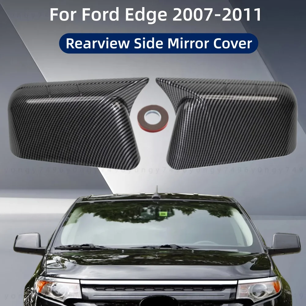 

For Ford Edge 2007 2008 2009 2010 2011 Car Black Rearview Side Mirror Cover Wing Cap Exterior Door Housing Shell Trim ABS Carbon
