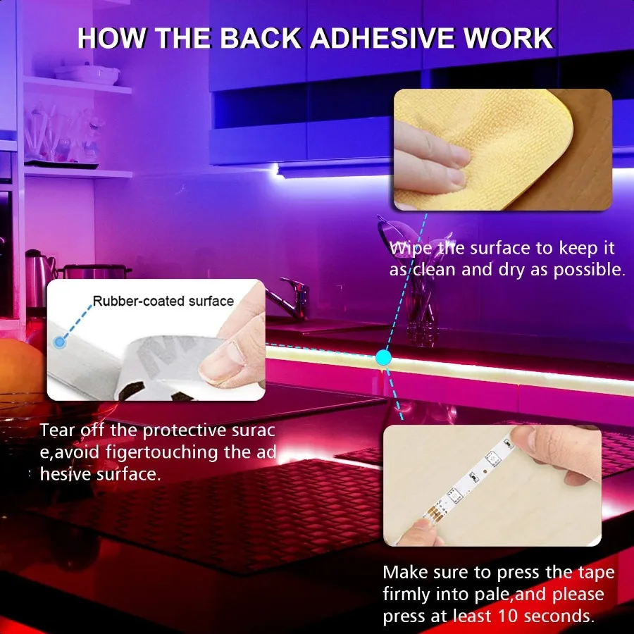 Led Lights for Bedroom 50ft2 Rolls of 25ft RGB 5050 Led Strip Lights Color Changing Kit with 44 Keys Remote Controller and 12V