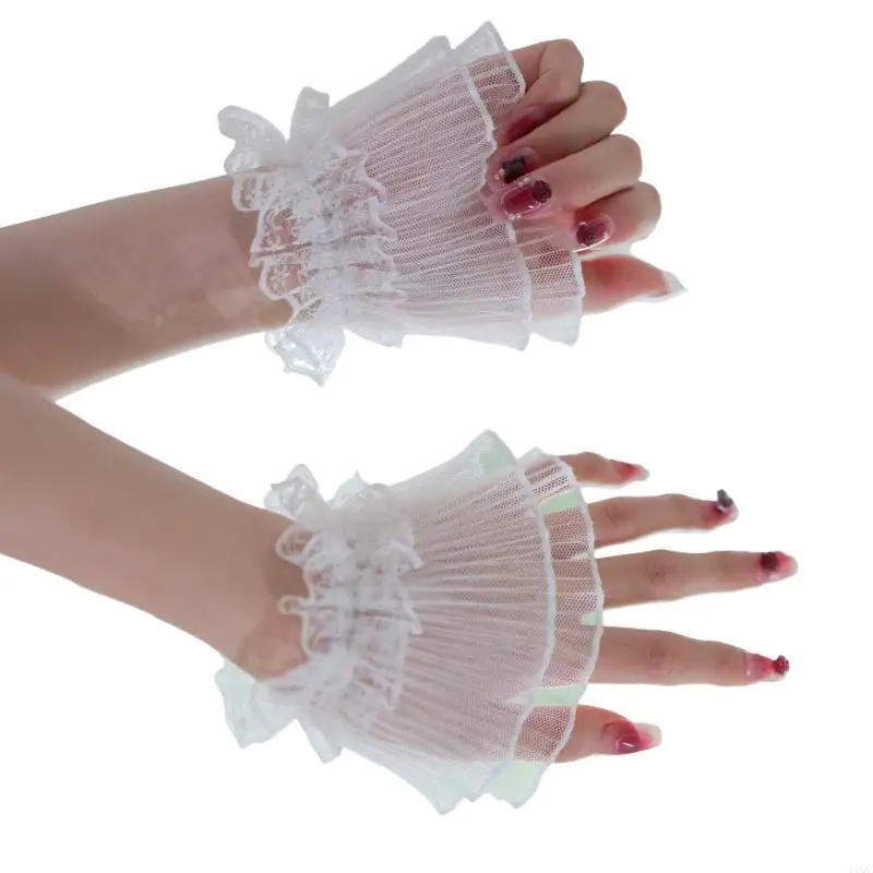 Elegant Pleated Sleeves Weist Cuffs For Nails Art Photography Soft Sheer Fabric Comfortable Elastic Arm Covers 