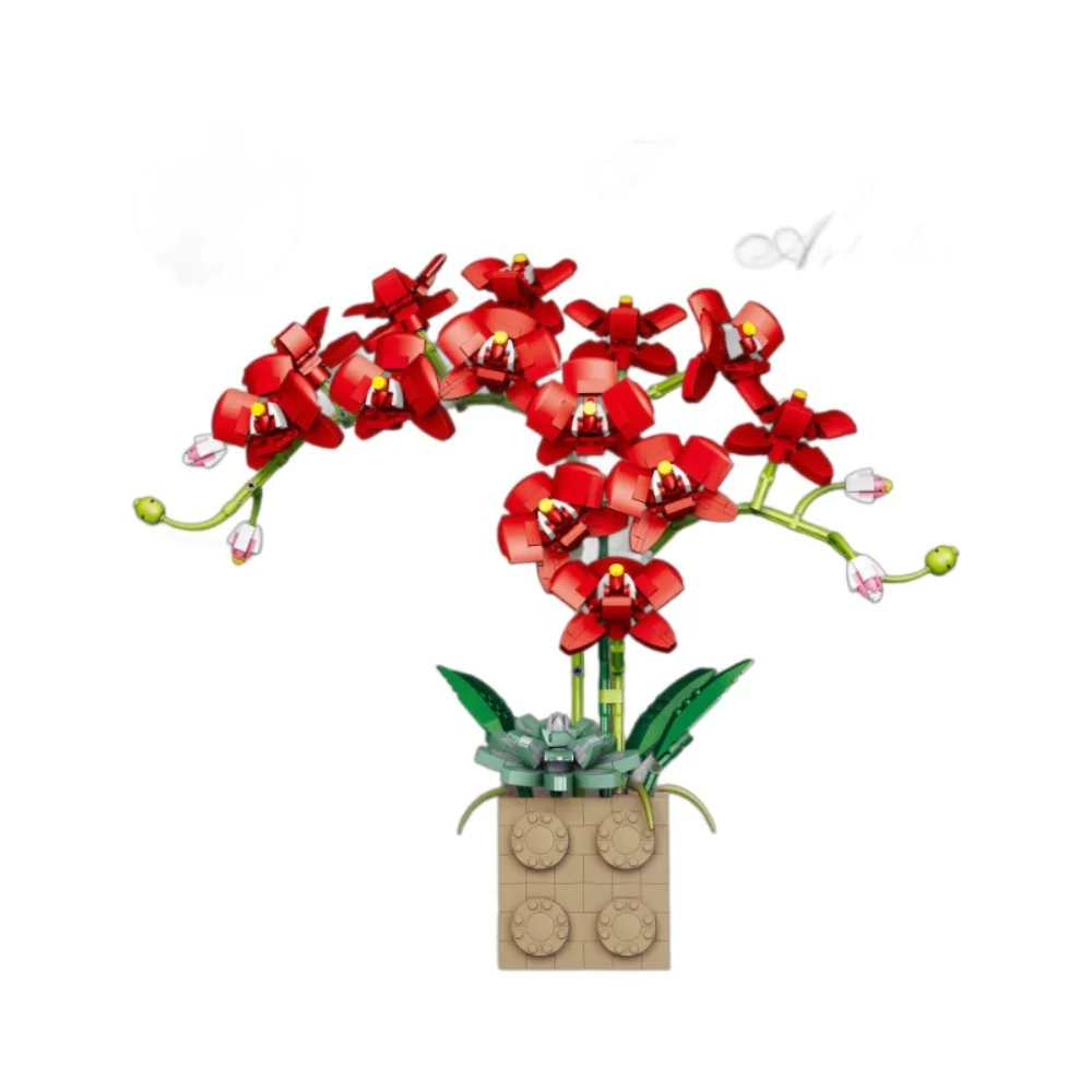 蝶蘭盆栽ビルディングブロック手作り組立モデルパズルおもちゃデスクトップ装飾装飾品フェスティバルクリエイティブギフト