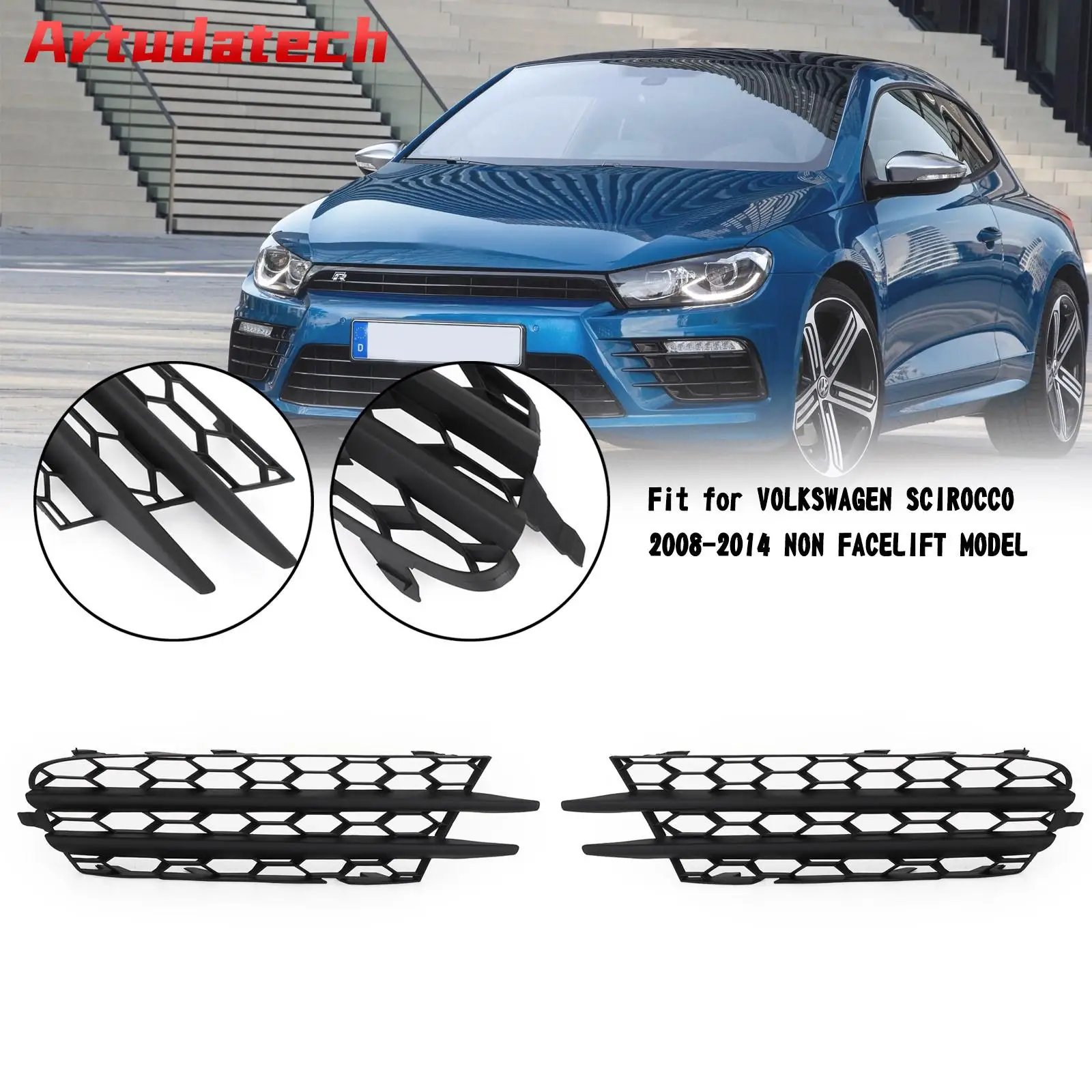 

Artudatech Pair Front Bumper O/S Lower Grill Fit for For VW Scirocco 2008-2014 1K8853666B